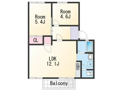 フレグランス雑賀(2LDK/2階)の間取り写真