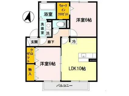 コートダジュール嶋(2LDK/2階)の間取り写真