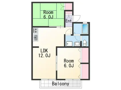 スミヤハウス(2LDK/2階)の間取り写真