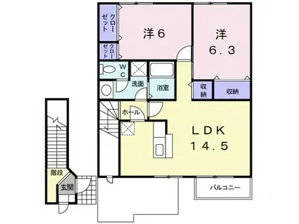 FLOWERSTAGE2(2LDK/2階)の間取り写真