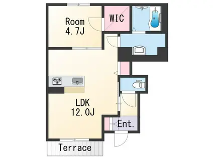 シャーメゾン カデンツァ(1LDK/1階)の間取り写真