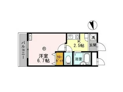 ヴィラ栄谷(1K/1階)の間取り写真