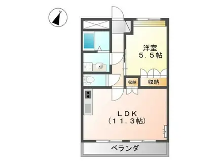 ラ・レユシイル(1LDK/1階)の間取り写真