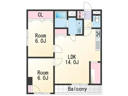 パルム加納(2LDK/3階)の間取り写真