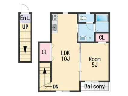 TJ島橋西ノ丁(1LDK/2階)の間取り写真