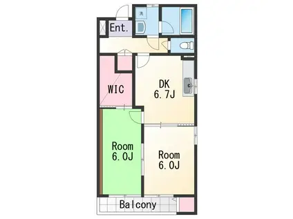 シェリールハウス(2DK/1階)の間取り写真