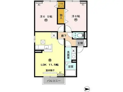 グランディール(2LDK/1階)の間取り写真