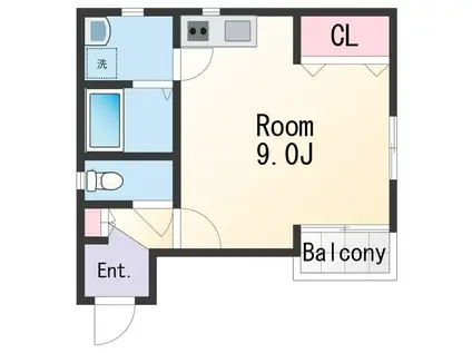 シャルムアシべ(1K/3階)の間取り写真