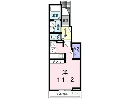 リヴェール松江(ワンルーム/1階)の間取り写真