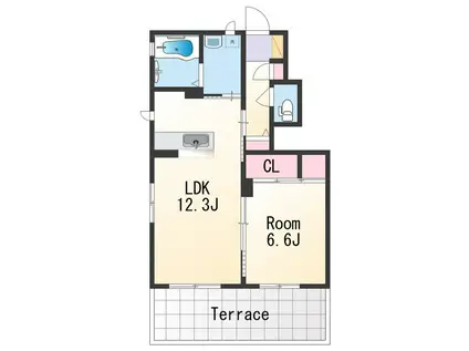 シャーメゾン有本(1LDK/1階)の間取り写真