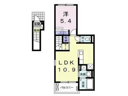 ラポール西庄(1LDK/2階)の間取り写真