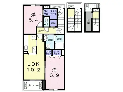 ヴェルソー有本Ⅱ(2LDK/3階)の間取り写真