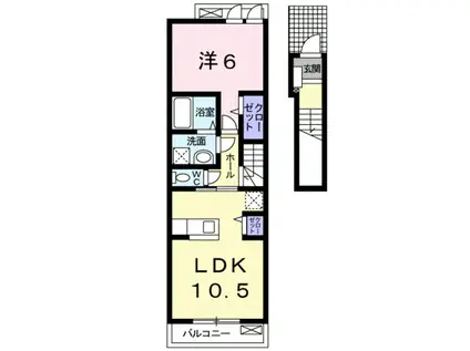 ディンプル アリモト(1LDK/2階)の間取り写真