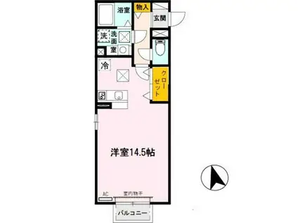 ソレアードI(ワンルーム/1階)の間取り写真