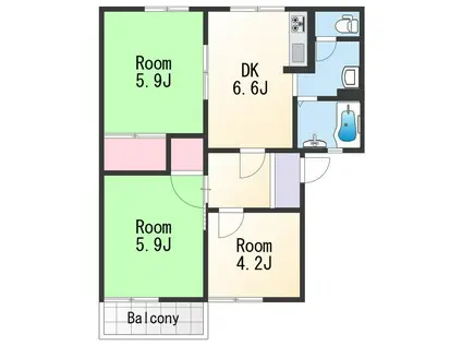 フレグランスロゼ(3DK/2階)の間取り写真