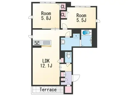 FLEUR KURODA(2LDK/1階)の間取り写真