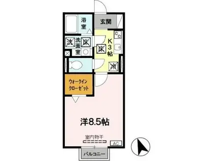 ソレアードI(1K/2階)の間取り写真