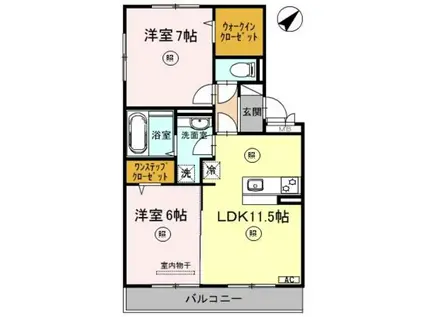 ウエストゲート(2LDK/3階)の間取り写真
