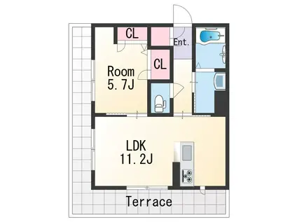 ベレオ昭和通(1LDK/1階)の間取り写真