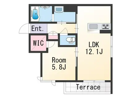 ベレオ昭和通(1LDK/1階)の間取り写真
