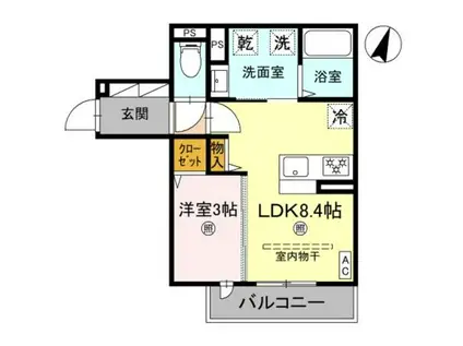 D-GRACE秋月(1LDK/2階)の間取り写真