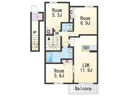 シャーメゾン西庄Ⅱ(3LDK/2階)の間取り写真