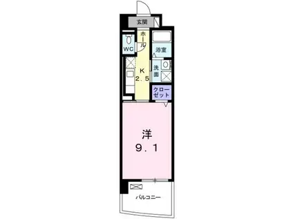 ノースグランパス(1K/2階)の間取り写真