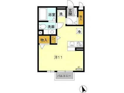 アークハイツ(ワンルーム/2階)の間取り写真