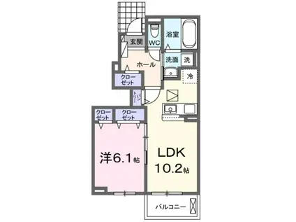 ルミエール園部Ⅰ(1LDK/1階)の間取り写真