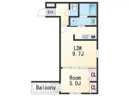 フジパレス田中町Ⅱ番館(1LDK/2階)の間取り写真