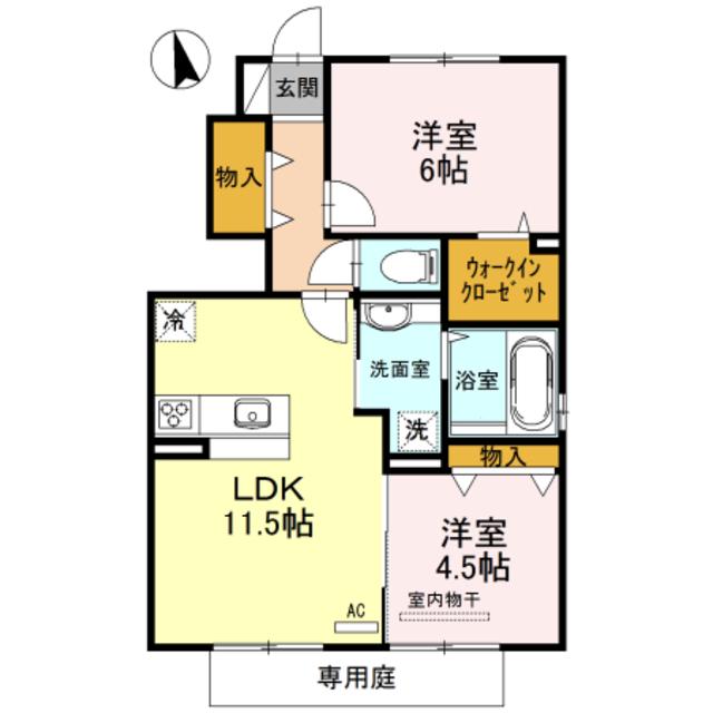 D-ROOM木ノ本(2LDK/1階)の間取り写真