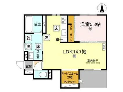 ソラーナ小松原(1SLDK/1階)の間取り写真