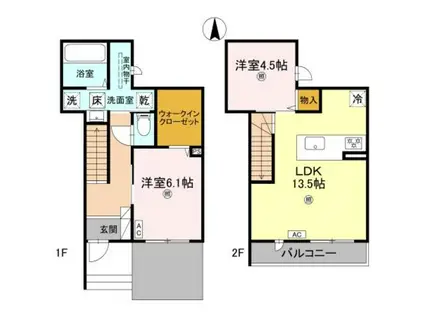 ソラーナ小松原(2LDK/1階)の間取り写真