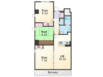 メープルヒル(3LDK/2階)の間取り写真