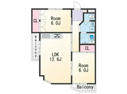 ラピュタ宮前(2LDK/6階)の間取り写真