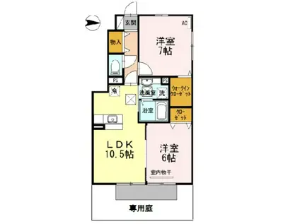 D-ROOM内原A棟(2LDK/1階)の間取り写真