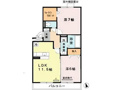 ファミリーメイト矢田A棟(2LDK/1階)の間取り写真