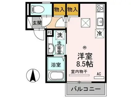 DーROOM塩屋(ワンルーム/1階)の間取り写真