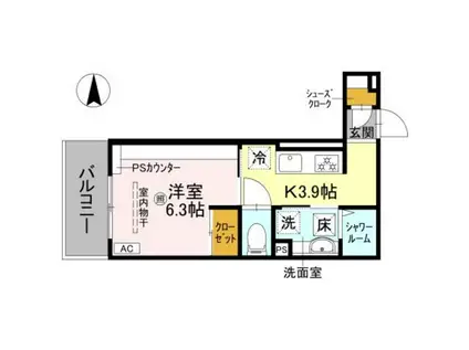 D-LUCE寄合町(1K/1階)の間取り写真