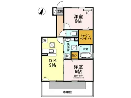 プラージュ(2DK/1階)の間取り写真