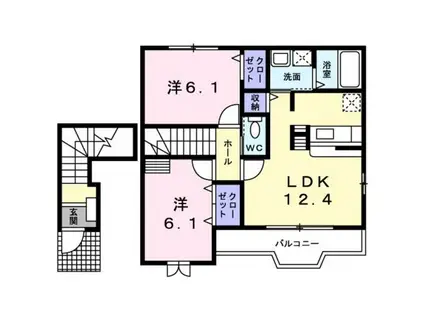 アルモニーⅠ(2LDK/2階)の間取り写真
