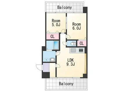 ヤマイチプラザ吉田Ⅰ(2LDK/7階)の間取り写真