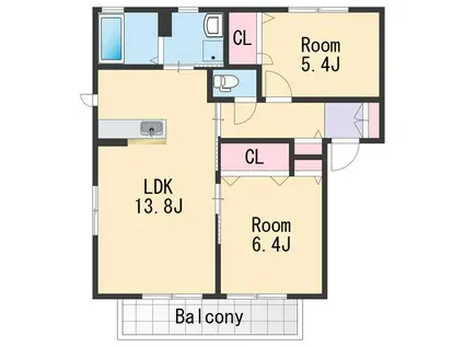 アン・セリジェⅡ(2LDK/2階)の間取り写真