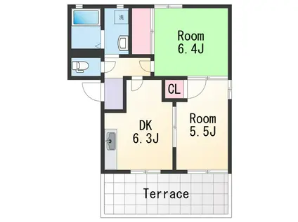 フレグランス吹上(2DK/1階)の間取り写真