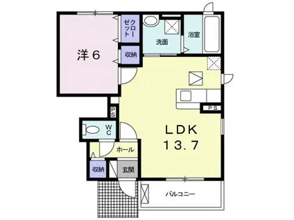 プティボヌールⅠ(1LDK/1階)の間取り写真