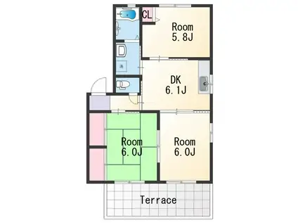 メゾン雑賀(3DK/1階)の間取り写真