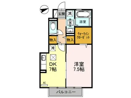 パルテール小雑賀(1DK/1階)の間取り写真