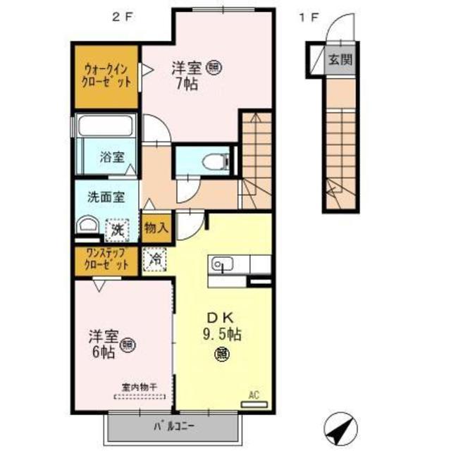 イソラフェリジェ(2DK/2階)の間取り写真