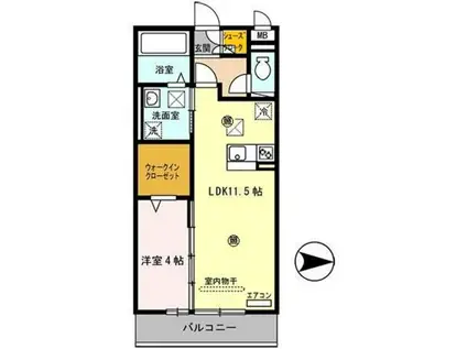 サウスメゾンエーデルワイス(1LDK/2階)の間取り写真