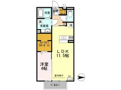 セジュールショコラ(1LDK/1階)の間取り写真